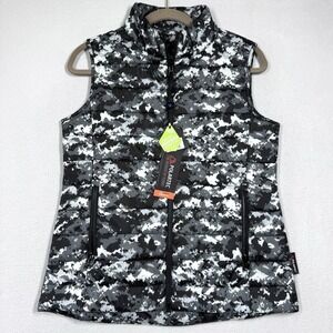 IBKUL Vest Women Medium 2 Way Zip Camo Quilted Polartec Power Fill Insulated NWT
